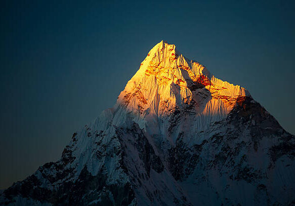 Ama Dablam peak at sunset. Ama Dablam peak at sunset.